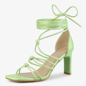 Allegra K Light Green Strappy Heels